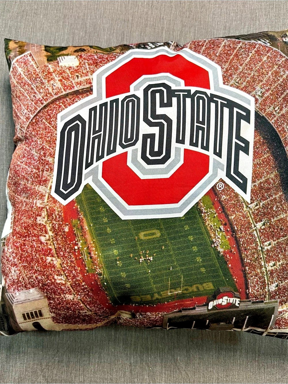 Ohio State Buckeyes Throw Pillow NCAA Stadium Graphic Print Football Fan Decor